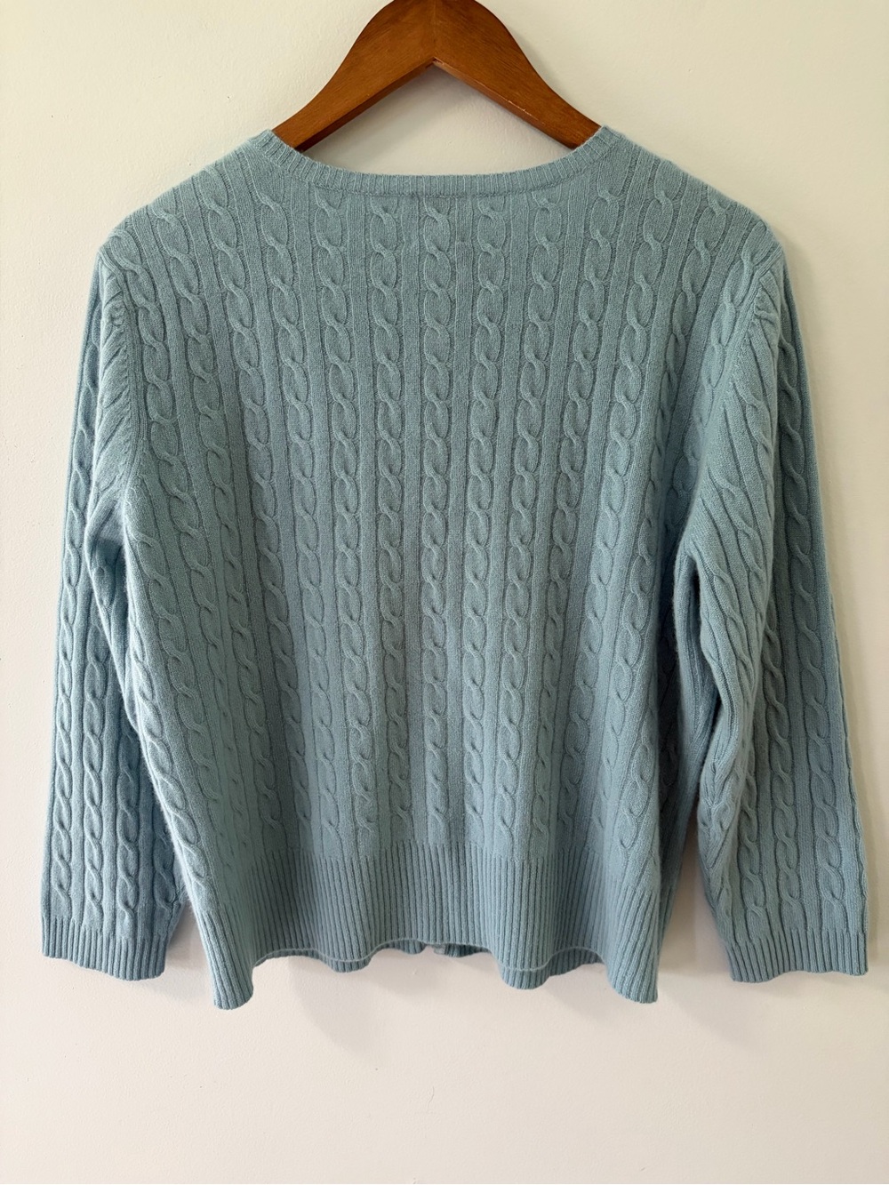 Garnet Hill Cashmere 3/4 Sleeve Cable Knit Button Front Cardigan Sweater - Picture 4 of 11